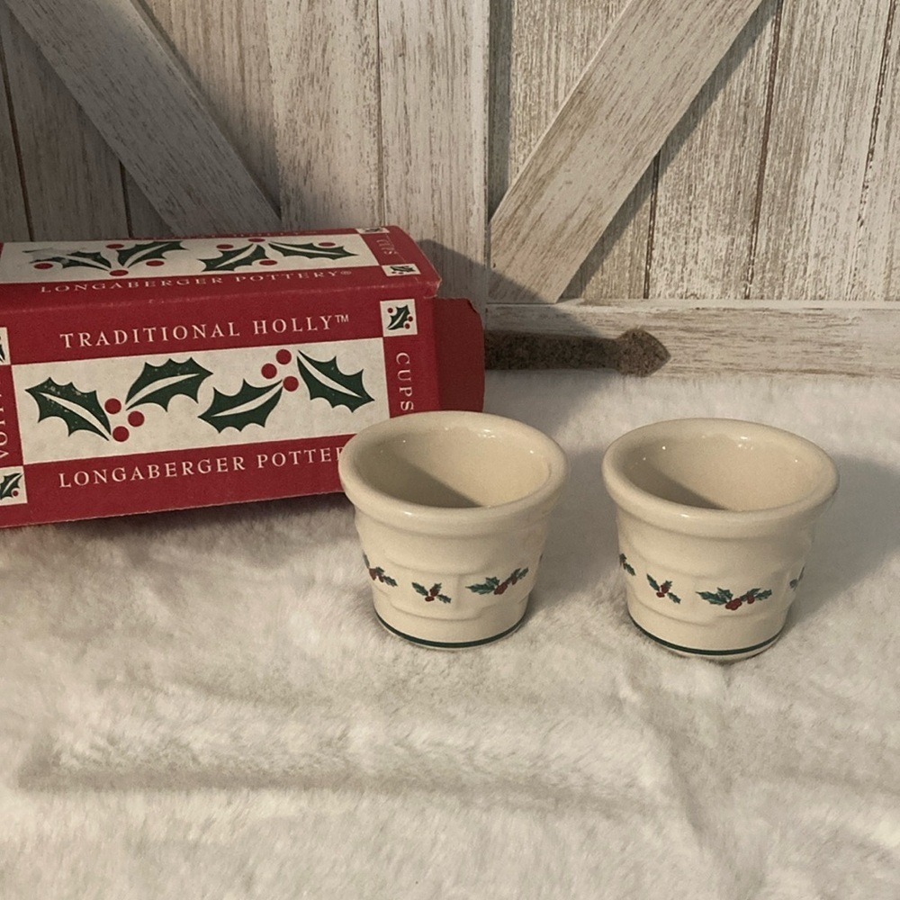 Vintage 1998 Longaberger Traditional Holly Votive Cups